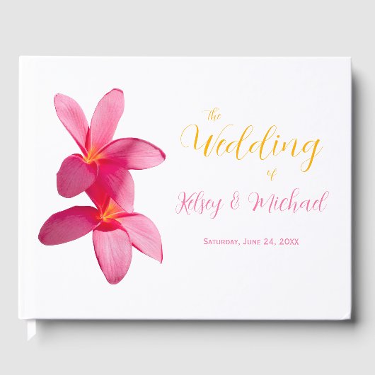 ピンクのプルメリアの花、熱帯、フローラ ゲストブック (正面)