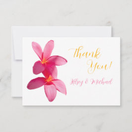 ピンクのプルメリアの花、熱帯、フローラ サンキューカード