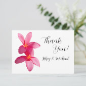 ピンクのプルメリアの花、熱帯、フローラ サンキューカード (スタンド正面)