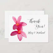 ピンクのプルメリアの花、熱帯、フローラ サンキューカード (正面/裏面)