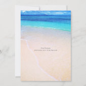 ピンクのプルメリアビーチ目的地の結婚式© 招待状 (裏面)