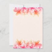 ピンクのプルメリアフラワーノート空白の紙 招待状 (正面)