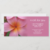 ピンクのプルメリアマッサージまたはスパギフト証明書 (正面)