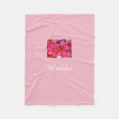 ピンクのプルメリア毛布がパーソナライズ フリースブランケット (正面)