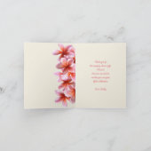 ピンクのプルメリア結婚のすべての行事ありがとう サンキューカード (内部)