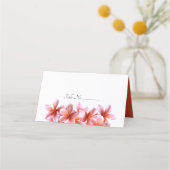 ピンクのプルメリア結婚の花の護衛座席表 ロイヤリティカード (正面)