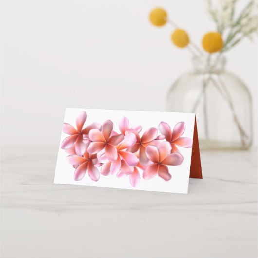 ピンクのプルメリア結婚の花の護衛座席表 ロイヤリティカード (裏面)