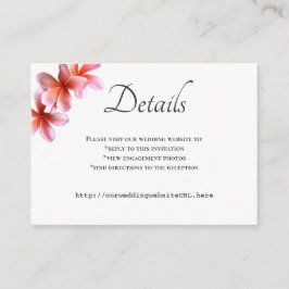 ピンクのプルメリア結婚の詳細エンクロージャカード エンクロージャーカード