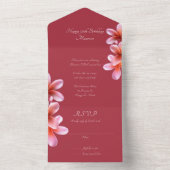 ピンクのプルメリア誕生日パーティーオールインワン招待状 オールインワン招待状 (内側)