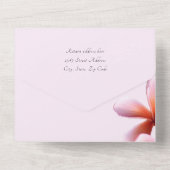 ピンクのプルメリア誕生日パーティーオールインワン招待状 オールインワン招待状 (裏面)