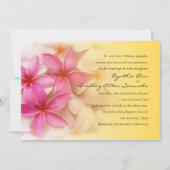 ピンクのプルメリア（黄色） 招待状 (正面)