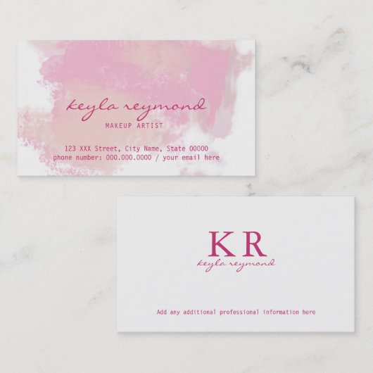 ピンクのプレゼンテーション/メイクアップピンク 名刺 (正面/裏面)