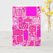 ピンクのプレゼント カード (黄色い花)