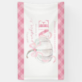 ピンクのプレッピーなパンプキン 誕生日 大型バナー 横断幕 (縦)