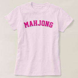 ピンクのプレッピー大学風マージャングラフィック Tシャツ