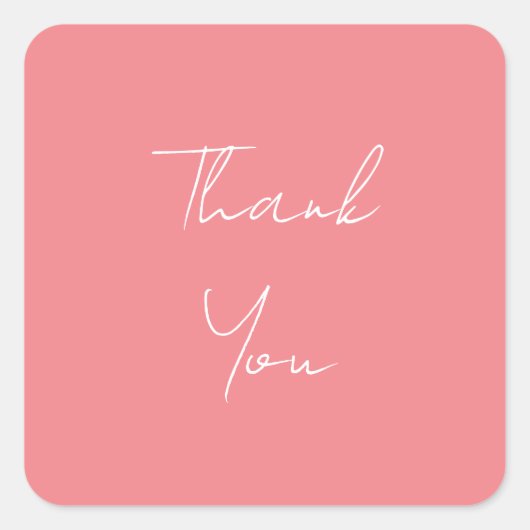 ピンクのプロフェッショナルな手書きスクリプトの感謝 スクエアシール (正面)