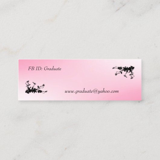 ピンクのプロフエレガントァイル・カード スキニー名刺 (裏面)