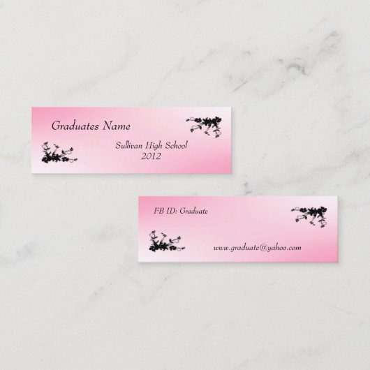 ピンクのプロフエレガントァイル・カード スキニー名刺 (正面/裏面)