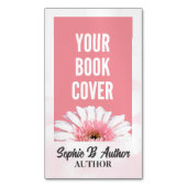 ピンクのプロモーション作家ブックカバーのプレースホルダ マグネット名刺 (正面縦)