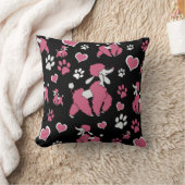 ピンクのプードルとポープリントパターン クッション (ブランケット)