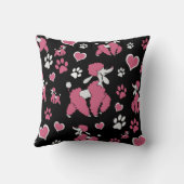 ピンクのプードルとポープリントパターン クッション (裏面)