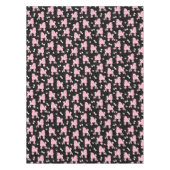 ピンクのプードルと弓のパターン テーブルクロス (正面)