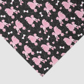 ピンクのプードルと弓パターンブラック 薄葉紙 (詳細)
