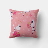 ピンクのプードルのクリスマスの枕の実行 クッション (裏面)