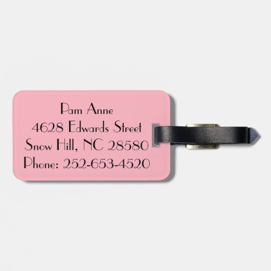 ピンクのプードルのスカートの荷物のラベル ラゲッジタグ (裏面横)