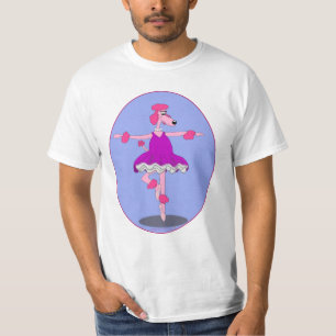 ピンクのプードルのバレリーナのワイシャツ Tシャツ