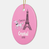 ピンクのプードルのパーソナライズなクリスマスのオーナメント セラミックオーナメント (左)