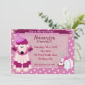 ピンクのプードルのパーティー 招待状 (スタンド正面)