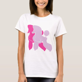 ピンクのプードルのミニマルシルエット Tシャツ