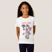 ピンクのプードルのワイシャツの女の子でかわいらしい Tシャツ (正面フル)