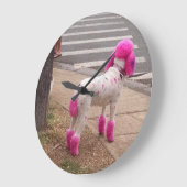 ピンクのプードルの時計 ラージ壁時計 (傾斜)