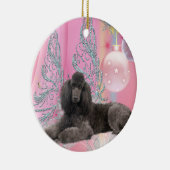 ピンクのプードルクリスマスオーナメント セラミックオーナメント (右)