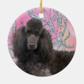 ピンクのプードルクリスマスオーナメント セラミックオーナメント (裏面)