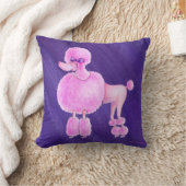 ピンクのプードルダークパープル紫外アートピロー クッション (ブランケット)