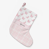 ピンクのプードル及びピンクの点検 スモールクリスマスストッキング (正面 (吊り時))