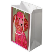 ピンクのプードル犬が付いているカスタムな中型のギフトバッグ ミディアムペーパーバッグ (裏面アングル)