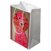 ピンクのプードル犬が付いているカスタムな中型のギフトバッグ ミディアムペーパーバッグ (正面アングル)