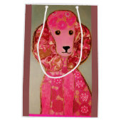 ピンクのプードル犬が付いているカスタムな中型のギフトバッグ ミディアムペーパーバッグ (裏面)