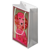 ピンクのプードル犬が付いている小さくカスタムなギフトバッグ スモールペーパーバッグ (正面アングル)
