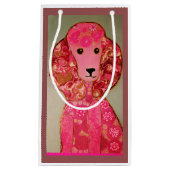 ピンクのプードル犬が付いている小さくカスタムなギフトバッグ スモールペーパーバッグ (正面)