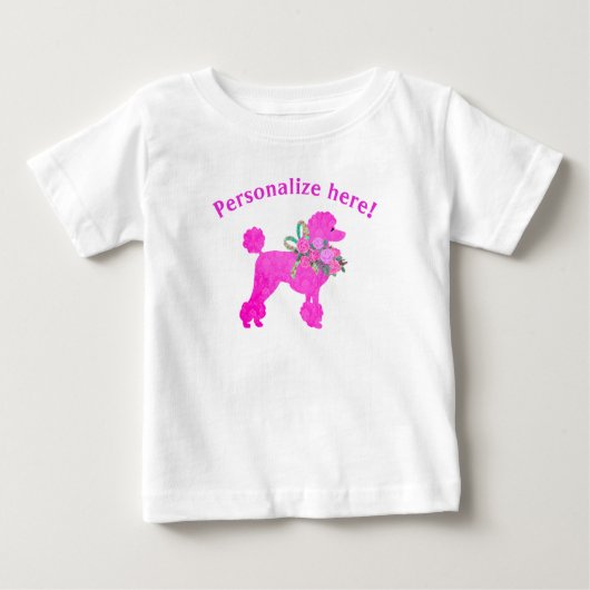 ピンクのプードル 誕生日 女の子 パーソナライズ Tシャツ (正面)
