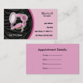 ピンクのヘアサロンカード(背面にアポイントメント付き) 予約カード (正面/裏面)