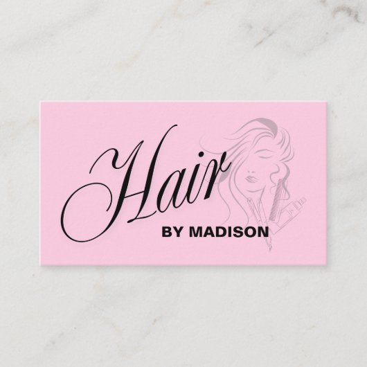 ピンクのヘアスタイリストQRコード  名刺 (正面)