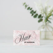 ピンクのヘアスタイリストQRコード 名刺 (スタンド正面)
