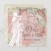 ピンクのヘアピン チェーン 結婚式招待状 Once Upon a Time 招待状 (正面/裏面)
