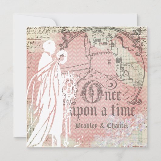ピンクのヘアピン チェーン 結婚式招待状 Once Upon a Time 招待状 (正面)